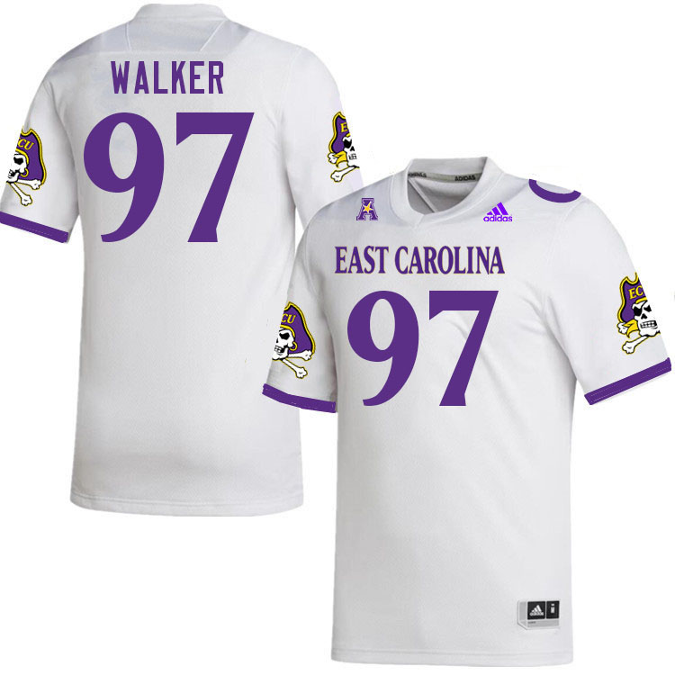 Men #97 Cole Walker ECU Pirates College Football Jerseys Stitched-White